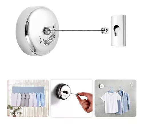 Tendedero Retráctil Ropa Colgador Logia Acero Inoxidable