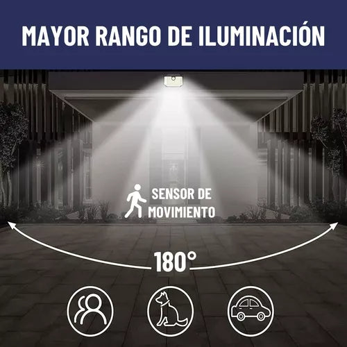Foco Solar Maxwell 178 Led Exterior Pared Unitario + Sensor Luz fria
