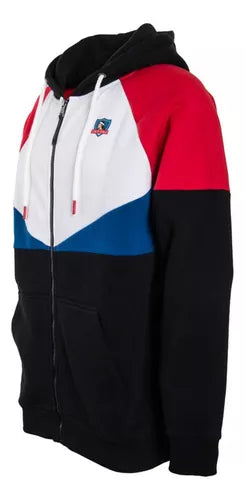 Poleron Colo Colo Urbano Zipper Negro Blanco Rojo