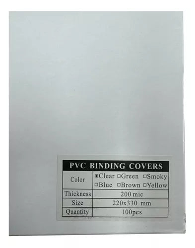 Mica Pvc Lisa Tamaño Oficio Para Encuadernar Packs 100 Unidades