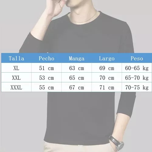 2 Camisetas Manga Larga Cuello Redondo Hombremoda Cómoda