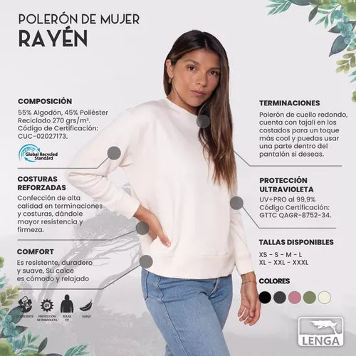 Polerón Cuello Redondo Rayen De Mujer Lenga Sustentable