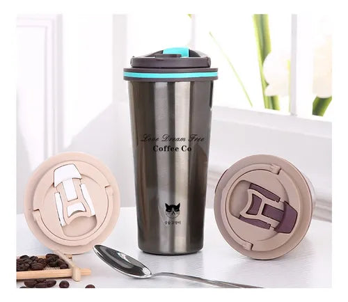 Vaso Termico Portátil Doble Capa De Acero Inoxidable Café