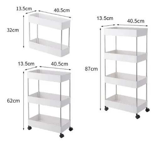 2 Estante Organizador 4 Niveles Carrito Multifuncional Color Blanco
