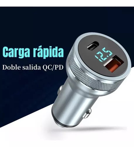Cargador Auto Usb C Para iPhone / Samsung Carga Rápida 36w
