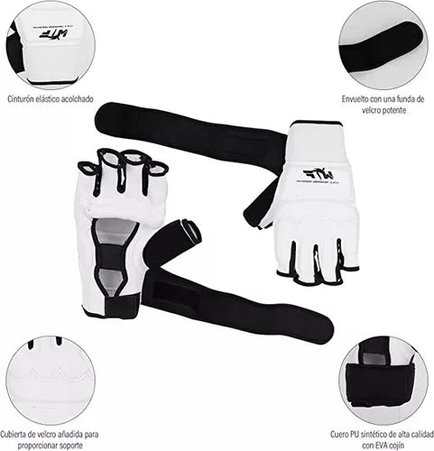 Guantes De Entrenamiento De Taekwondo Blancos Guardamanos