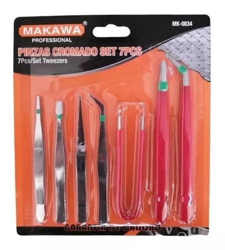 Set De Pinzas De Trabajo 7 Pcs Para Electrónica Mk-0834