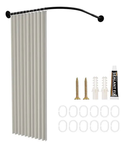 Cortina Ducha Tela Impermeable Barra Telescópica