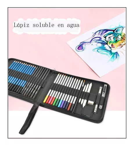Kit Dibujo 41 Piezas Profesional Estuche Lápices