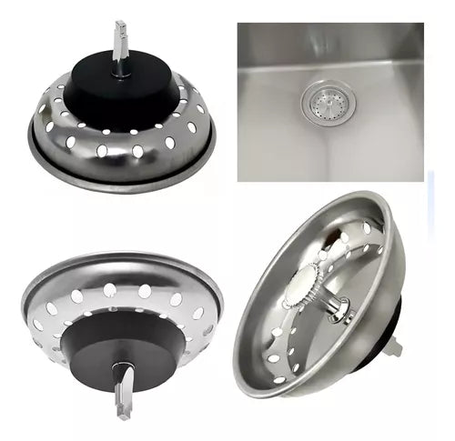 Pack 3 Tapones Metálicos Colador Lavaplatos Fregadero
