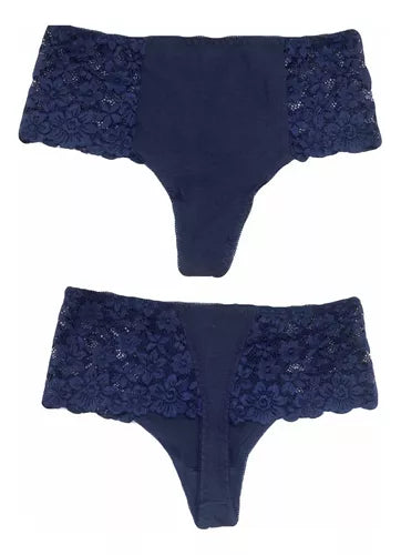 Pack 6 Sexy Calzon Colaless Tanga Encaje Alto