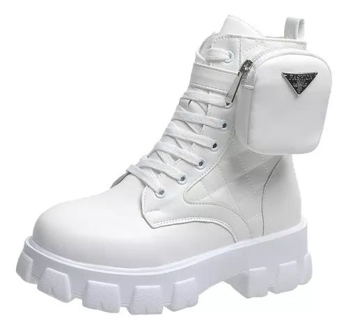 Botas De Plataforma Con Punta Redonda Y Tiras Para Invierno