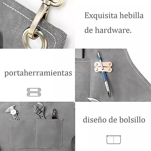 Mandil Delantal Cocina Chef-barberia-multiusos-unisex Color Gris