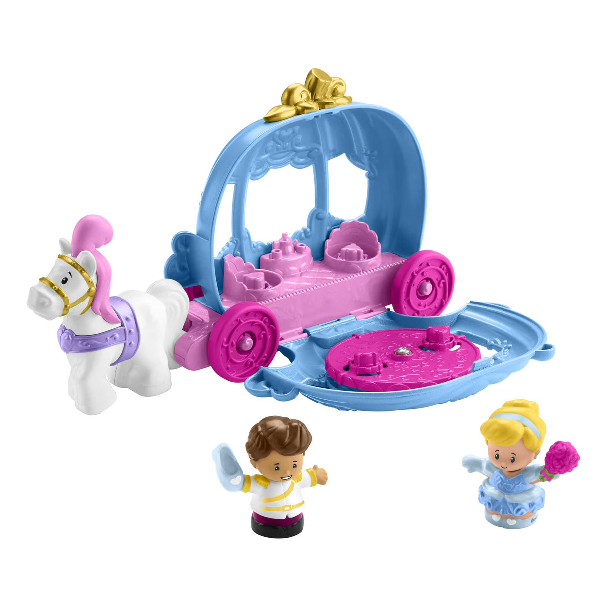 Disney Princess Juego para Niños Pequeños con Caballo y Figuras, Little People, Auto de Baile de Cenicienta