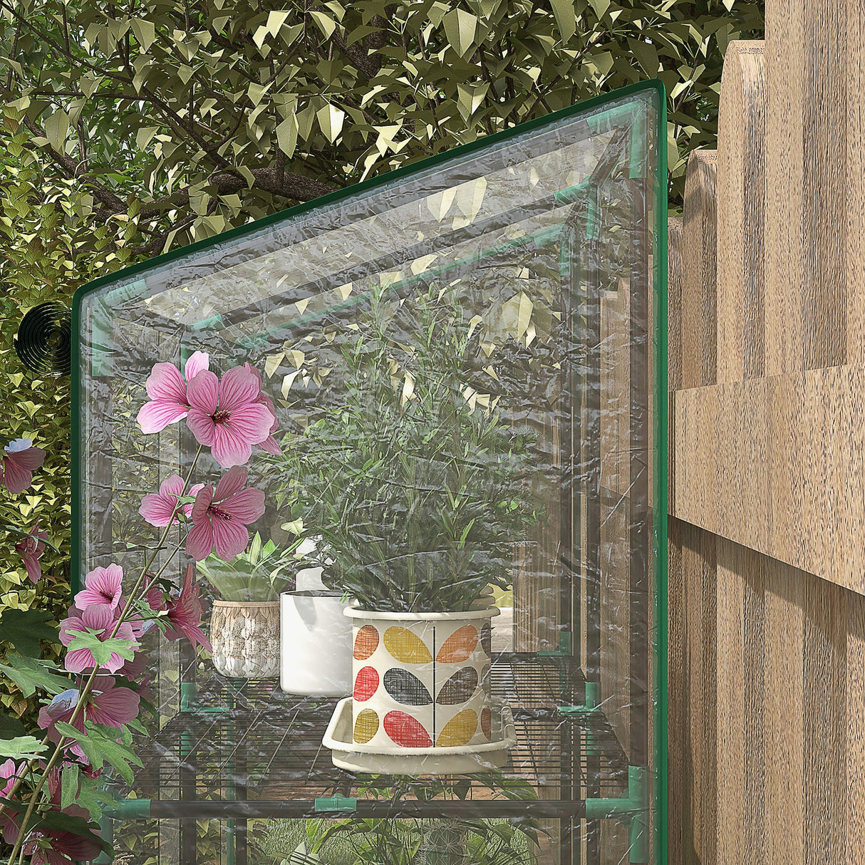 Invernadero Portátil Outsunny Tipo Lean-To con 6 Repisas | Cubierta PE | 143 × 46 × 151 cm