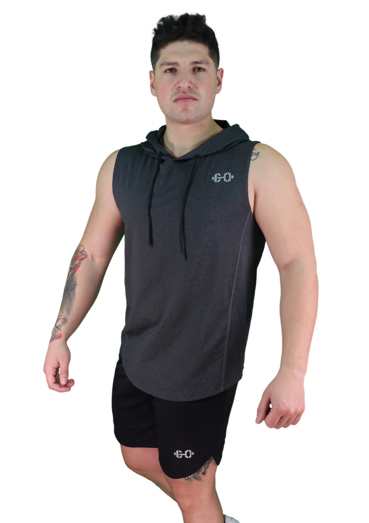 Polera Capucha Musculosa Sin Manga Entrenamiento Lisa