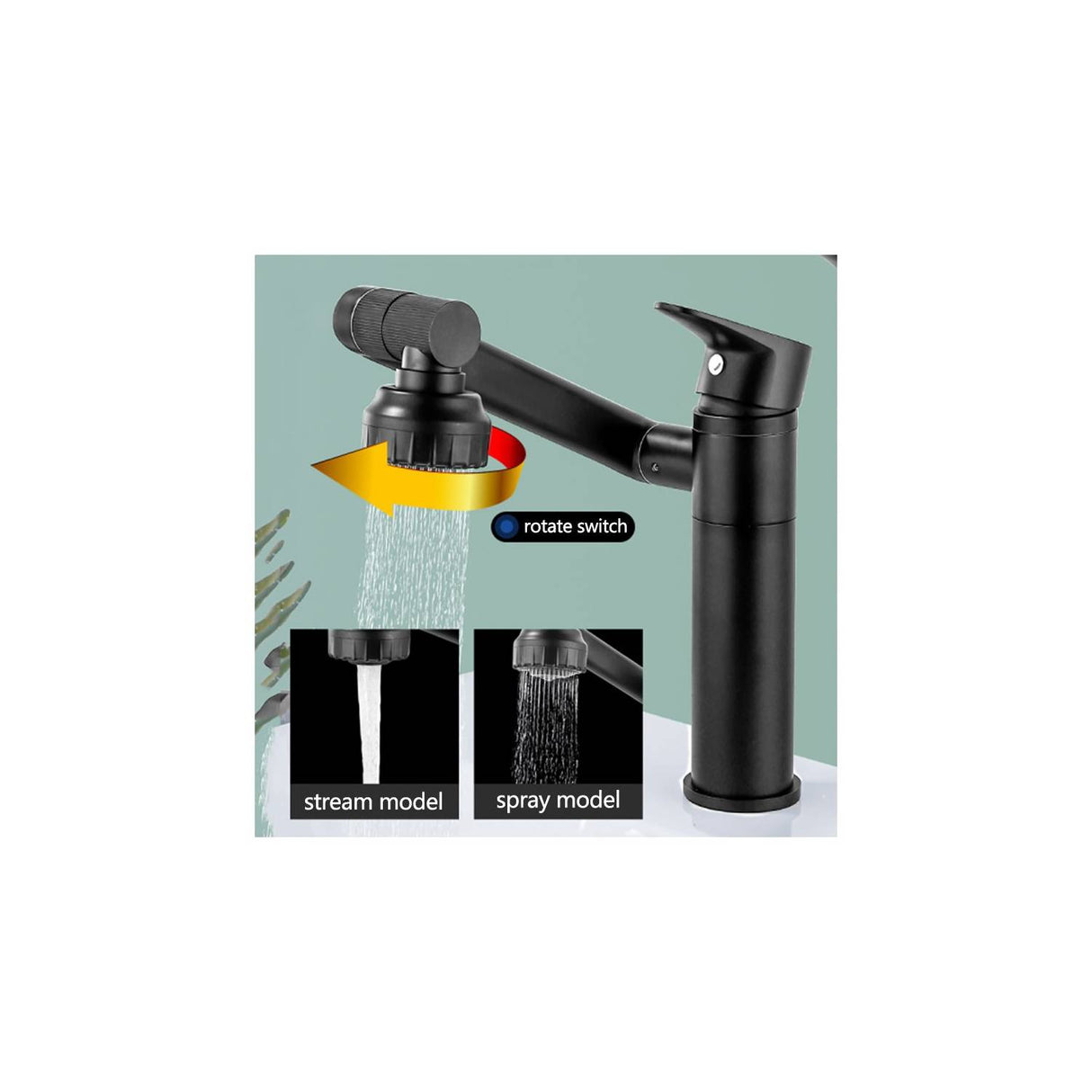 Grifo de baño monomando corto lavamanos giratorio 1080 - Negro