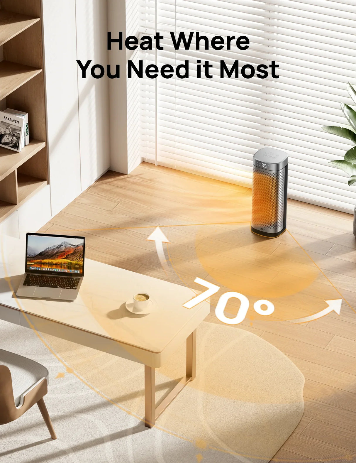 Calefactor Eléctrico Cerámico DREO Solaris Slim H2 1500W con Control Remoto (120V)