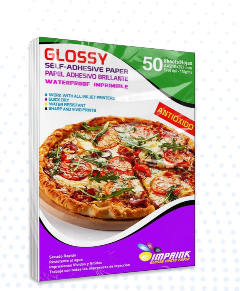 Papel Adhesivo Fotografico Antioxido Glossy A4/115g/50 Hoja