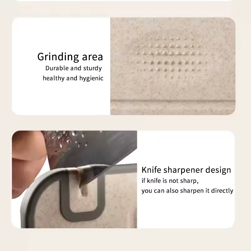 Tabla de cortar Eco Smart: superficie antideslizante de 2 caras con afilador de cuchillos oculto