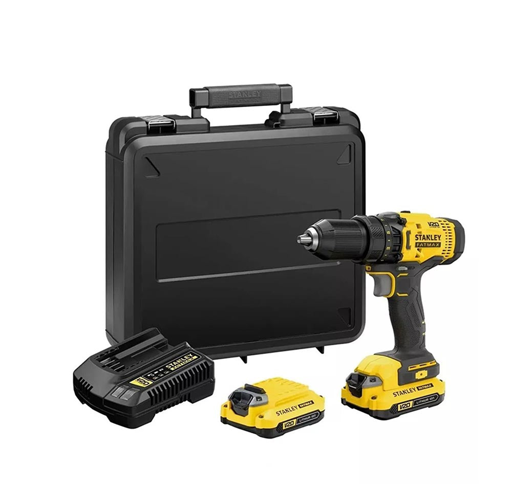 Taladro Atornillador Stanley FATMAX 20V Brushless – 2 Baterías 2Ah, Cargador y Maleta PRO-STACK