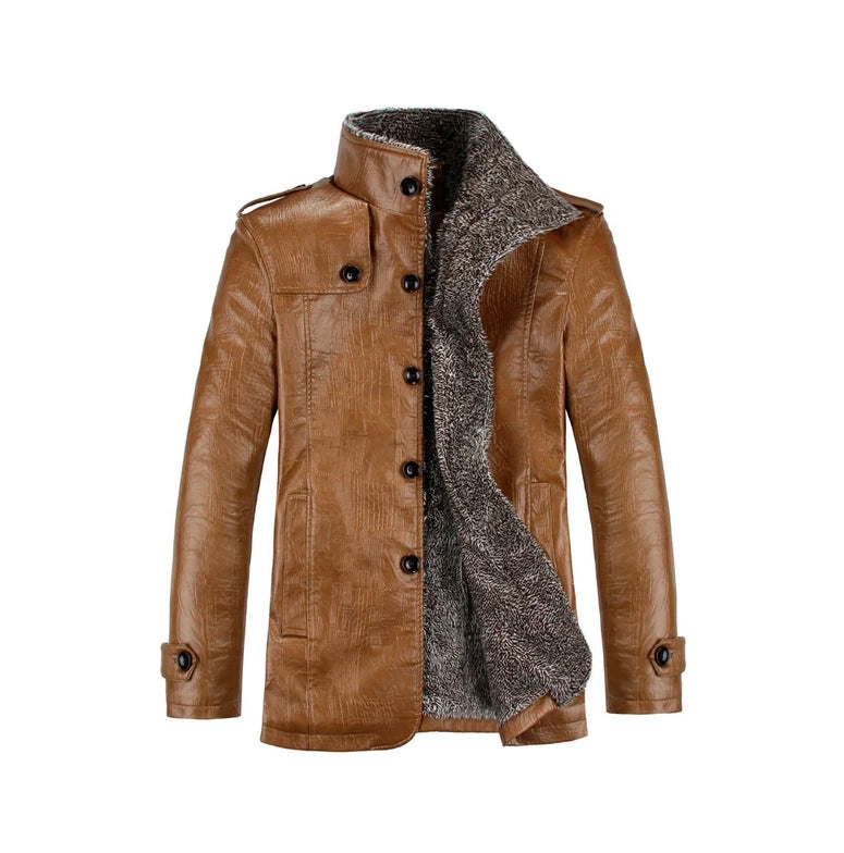 Chaqueta de Ecocuero de PU de piel amarillo hombre