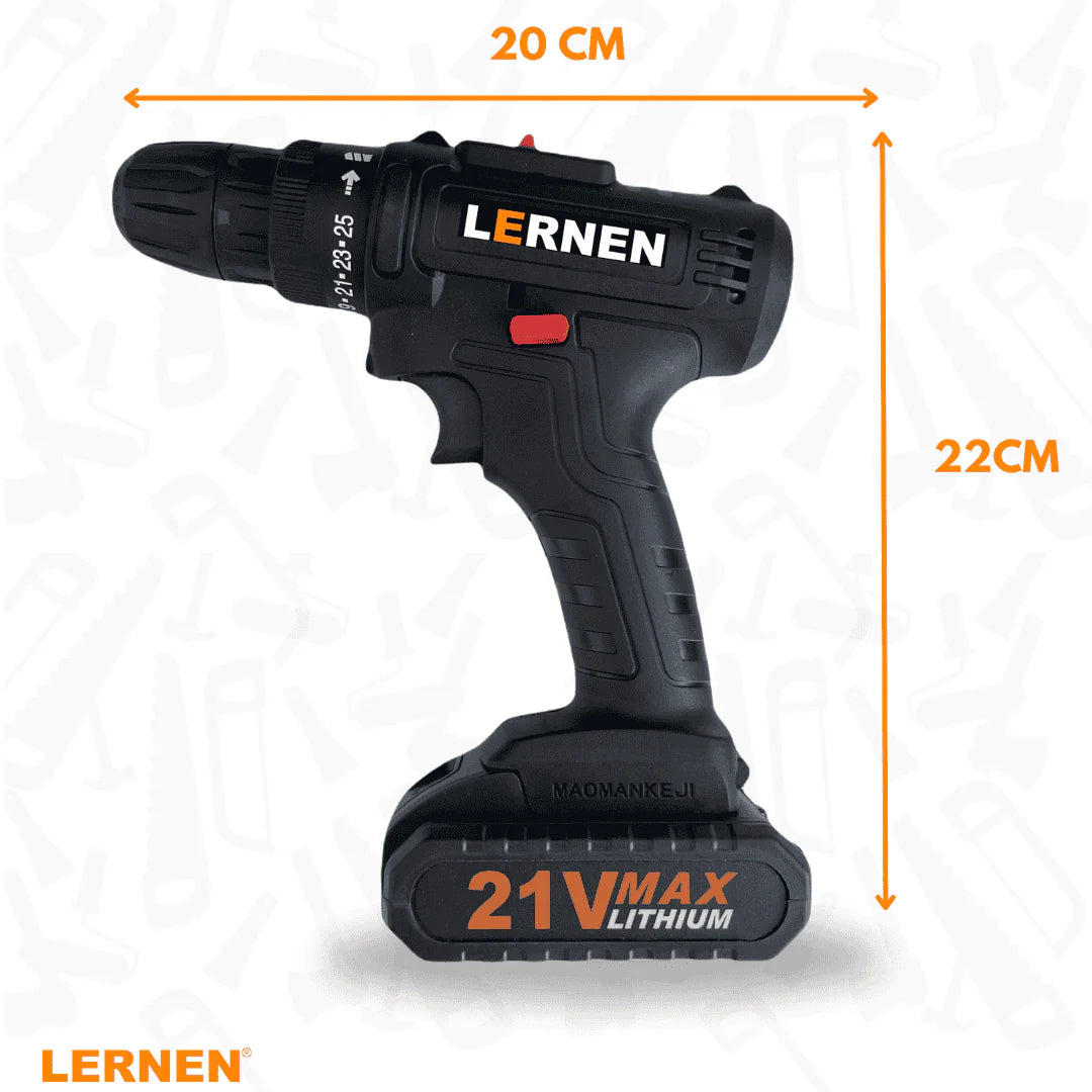 Taladro Destornillador Inalámbrico + 2 Baterías + Accesorios