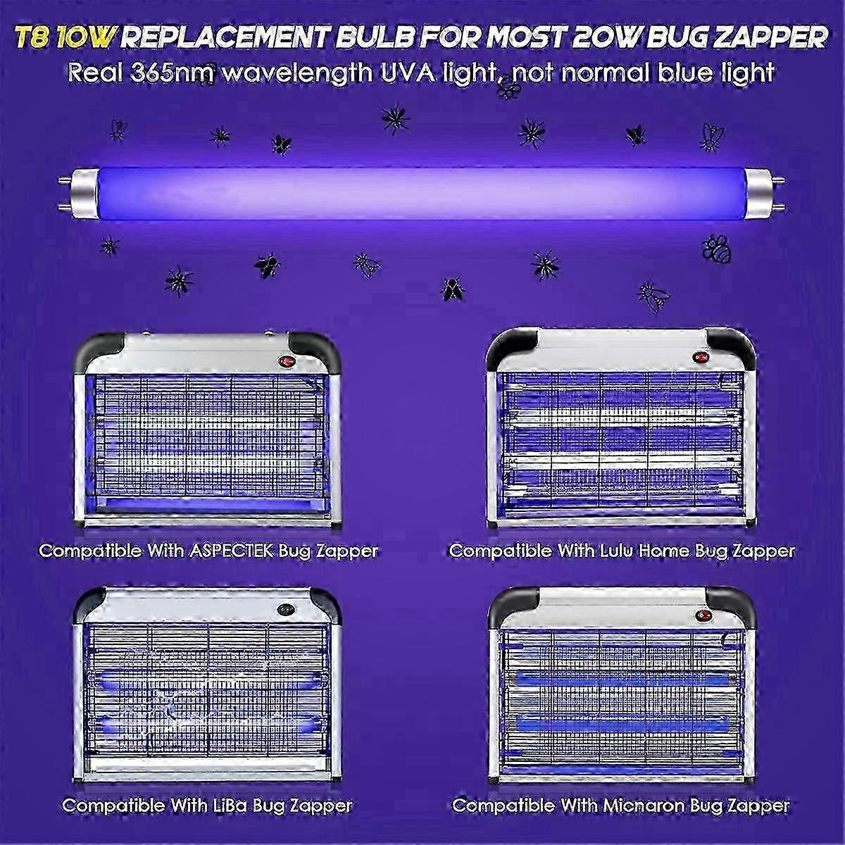 Tubos UV T8 10W Repuesto Mata Insectos Pack 4 Unidades
