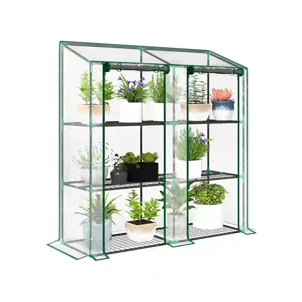 Invernadero Portátil Outsunny Tipo Lean-To con 6 Repisas | Cubierta PE | 143 × 46 × 151 cm