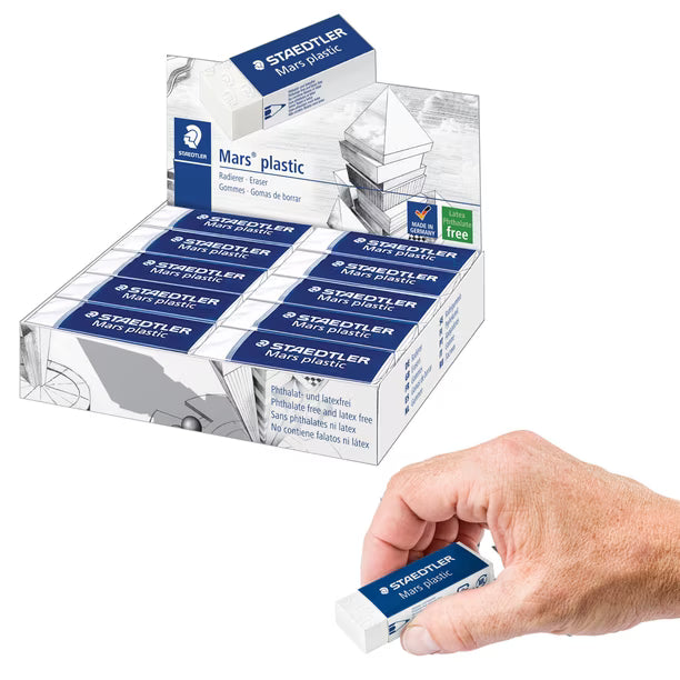 STAEDTLER Mars Plastic – Set de 20 Gomas de Borrar de Vinilo, Sin Látex