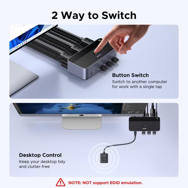 Switch KVM UGREEN para 3 Monitores y 2 Computadores | 8K@60Hz | USB 3.0 | Producto Openbox