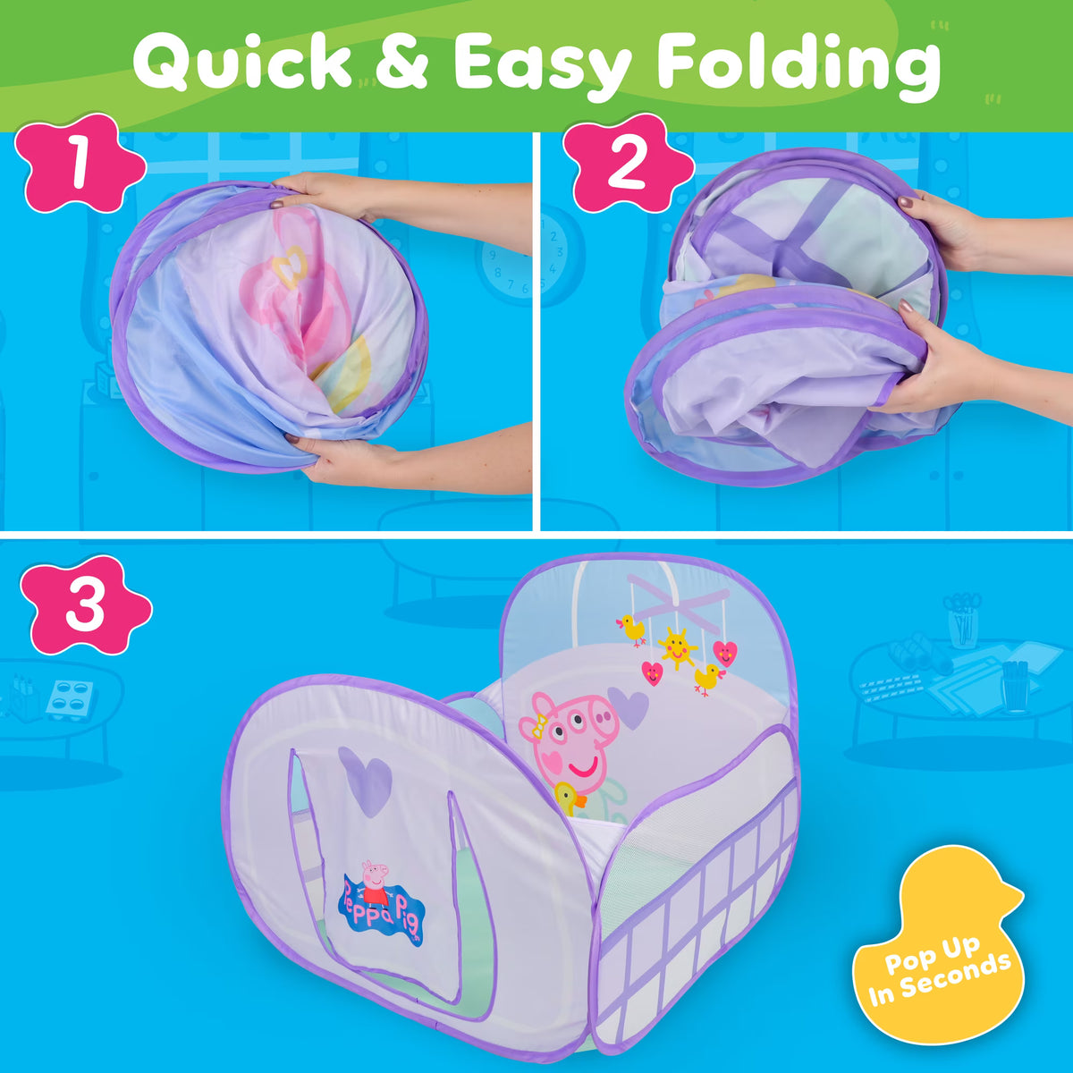 Peppa Pig Ball Pit Crib – Piscina de Pelotas Pop-Up con 20 Pelotas de Patito