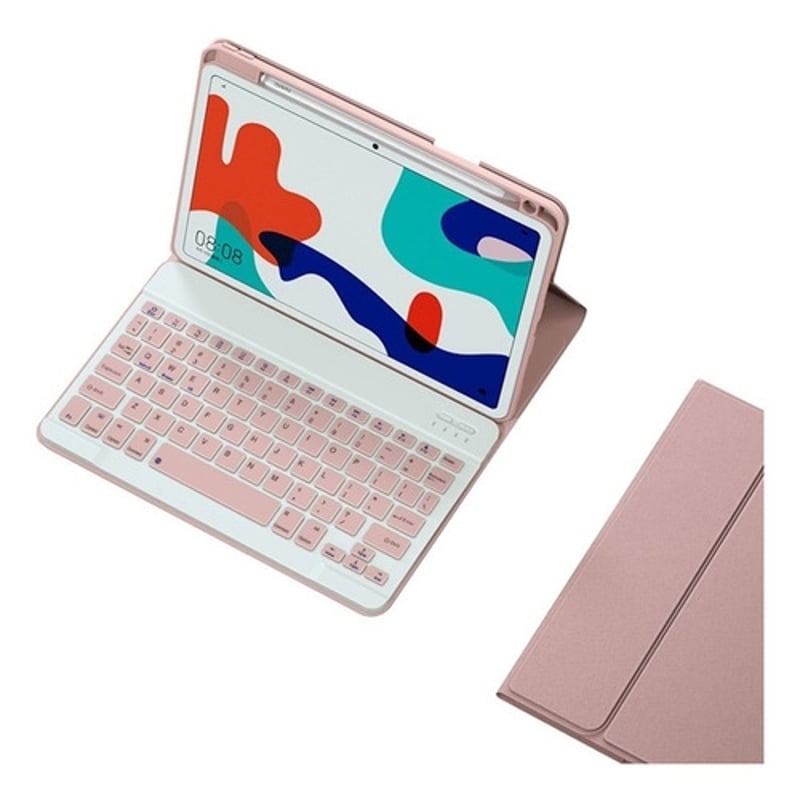 Funda con Ñ teclado retroiluminado y raton para Xiaomi Pad 5/Pad5 pro - Rosado