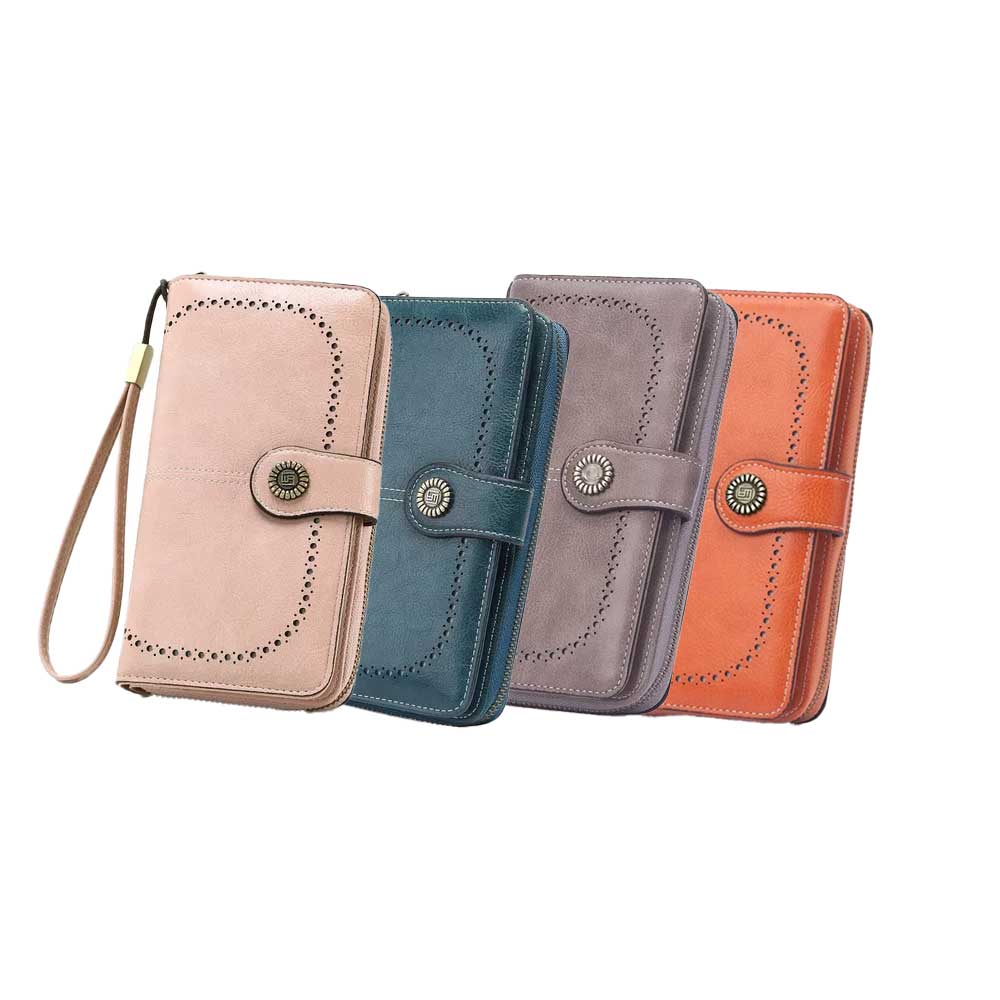Billetera Cartera De Cuero Para Mujer Tarjetero De Gran Capacidad
