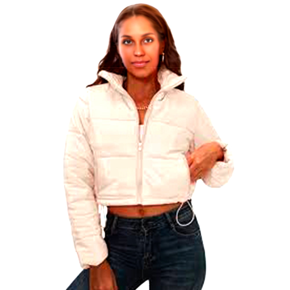 Chaqueta Acolchada Corta con Cremallera Completa | Ligera | Cuello Alto |