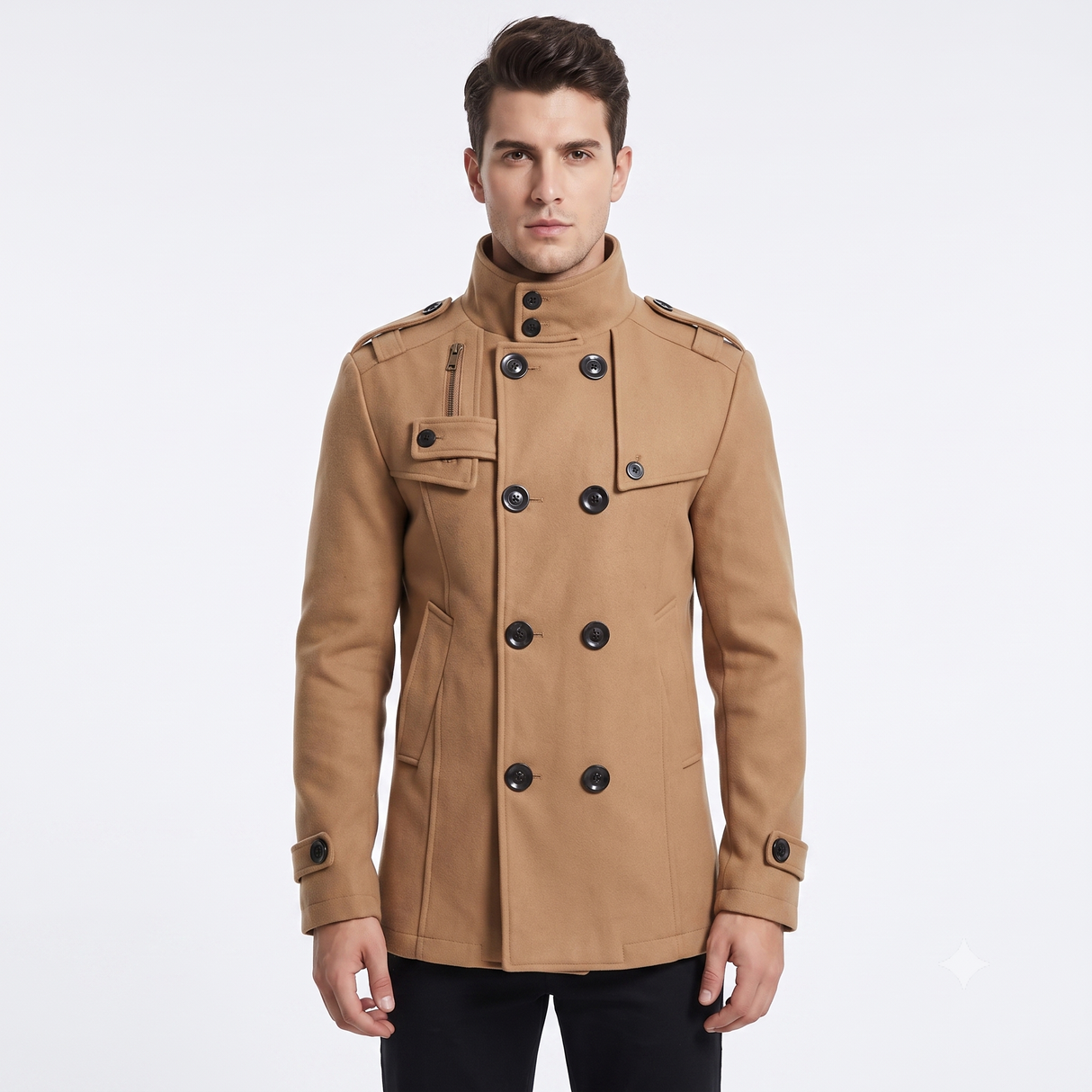 Abrigo estilo Británico Hombre Slim Fit Medio Largo Estilo Trench