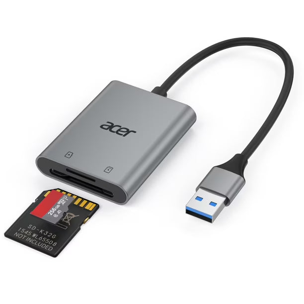 Lector de Tarjetas de Memoria Acer USB-A 3.0 Doble Ranura de Aluminio
