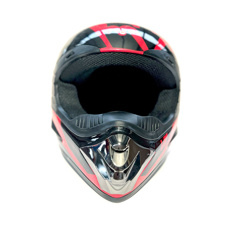 Casco de Motocross Enduro ROJO NEGRO BRILLANTE + Accesorios