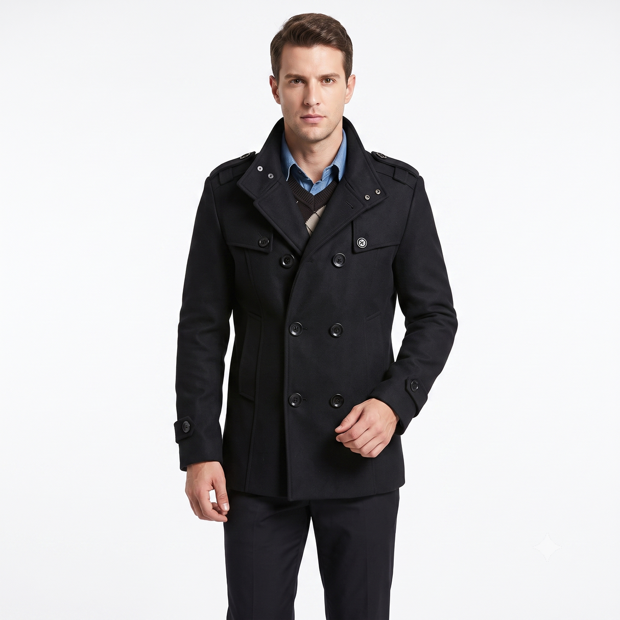 Abrigo estilo Británico Hombre Slim Fit Medio Largo Estilo Trench