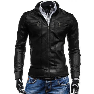 Chaqueta Hombre Eco Cuero Sintético Combinada-Negro