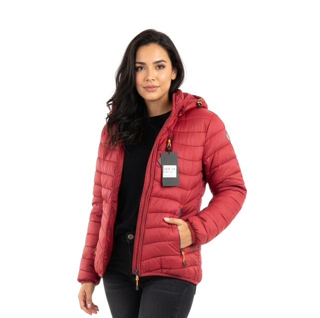 Chaqueta acolchada color burdeos intenso Mujer