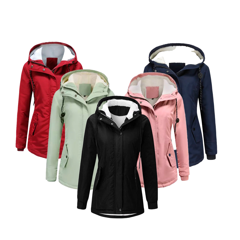 Abrigo con capucha de lana Artificial para mujer