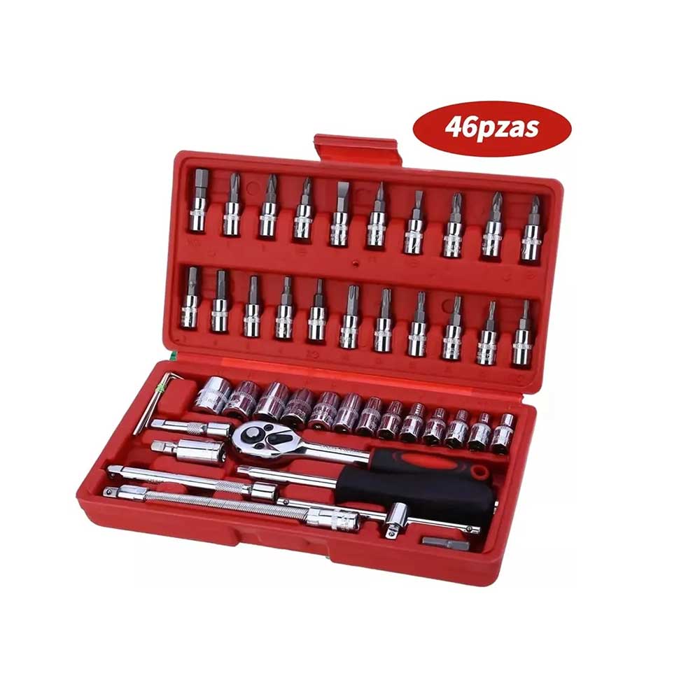 Set Caja Juego Herramienta Dados 46 Piezas Acero Carbono 1/4