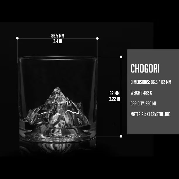 Juego de 2 Vasos para Whisky Liiton K2 de Cristal Pesado Nepalés