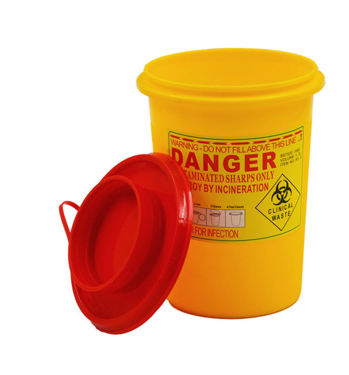Pack de 3 Contenedores para Cortopunzantes Biohazard 1 Litro Redondos