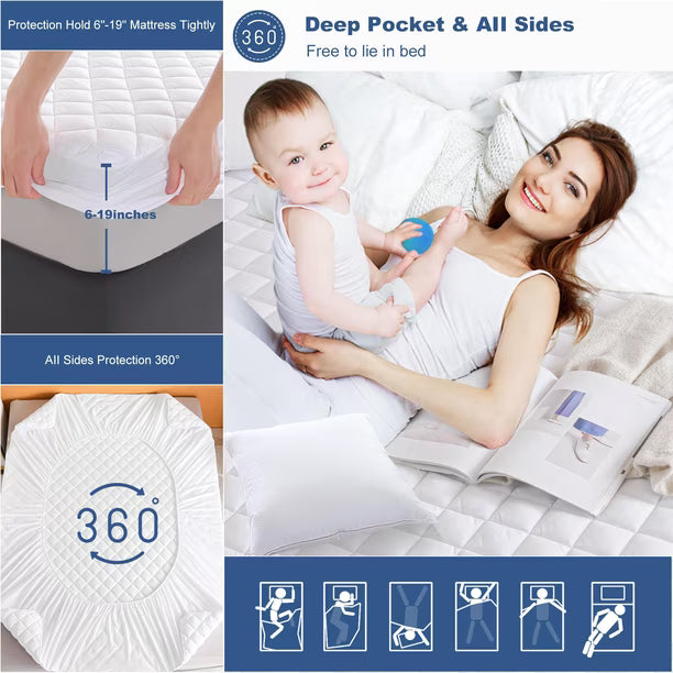 Protector de Colchón Impermeable GRT Twin Size | Acolchado | Algodón | Nuevo