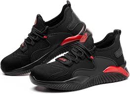 Zapatos De Seguridad Transpirables A Prueba De Golpes - Negro y Rojo
