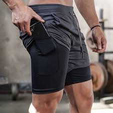 Short Gimnasio Licra Bolsillo Poliester Hombre
