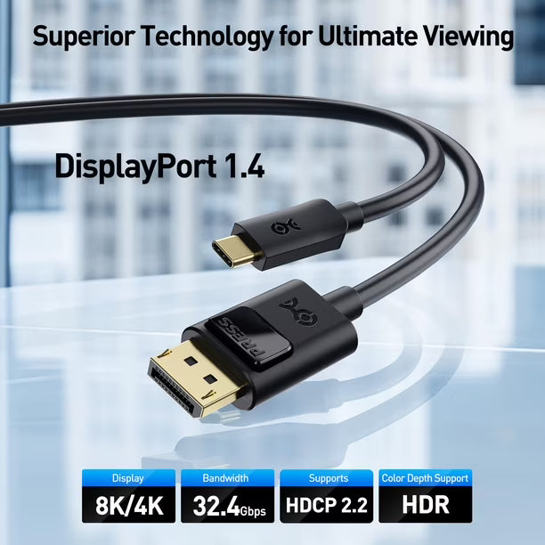 Cable Matters USB-C a DisplayPort 1.4 1 Metro 8K 60Hz 4K 240Hz Negro