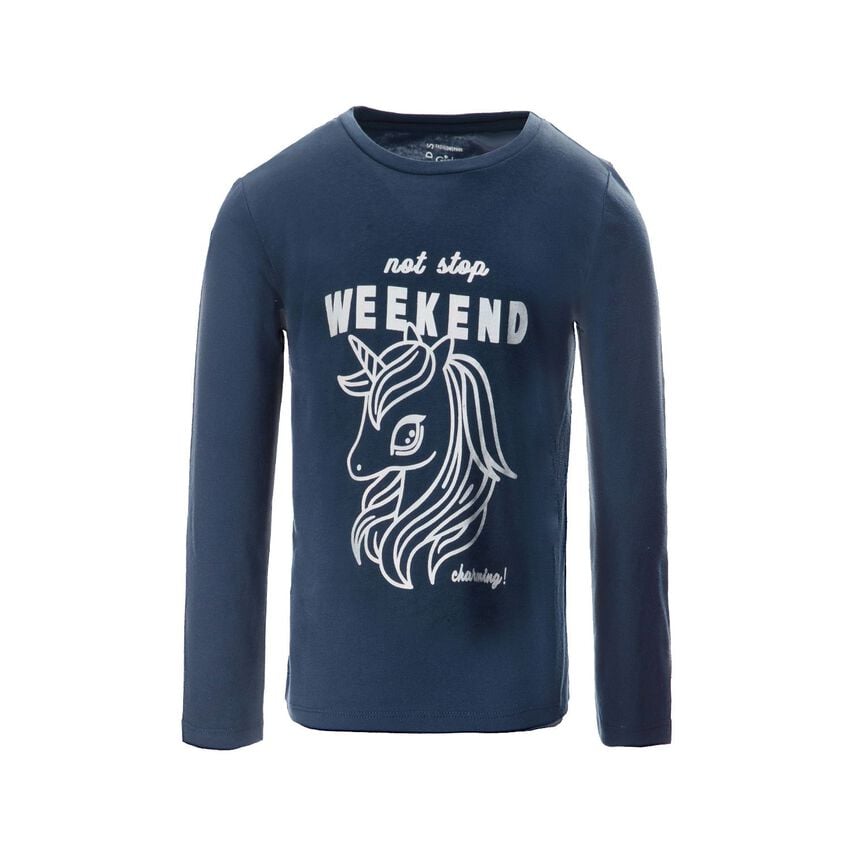 Polera Full Print Folia Infantil Azul Fashions Park